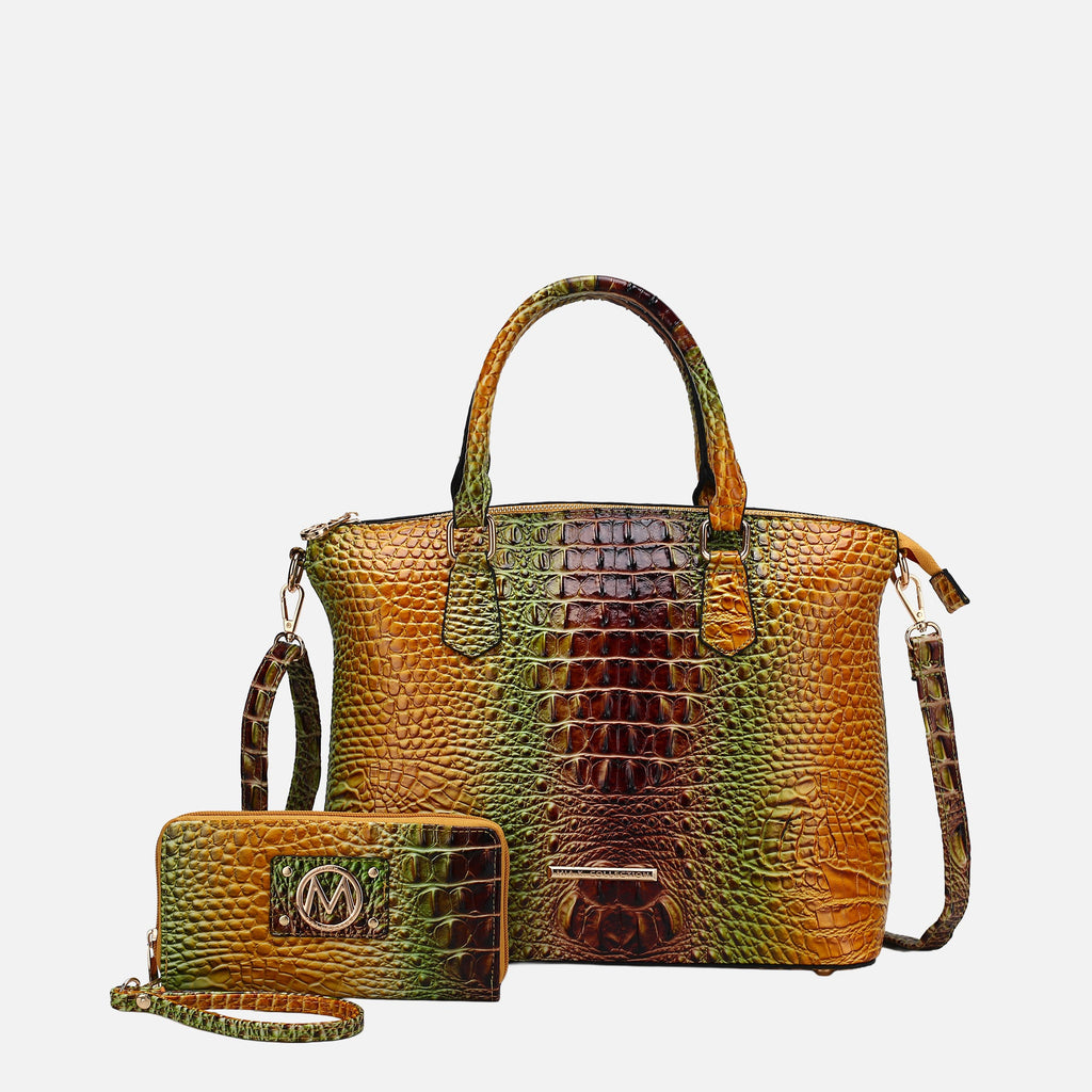 MKF Collection by Mia K. - Liora Gradient Croc Shoulder Bag and Wallet Set