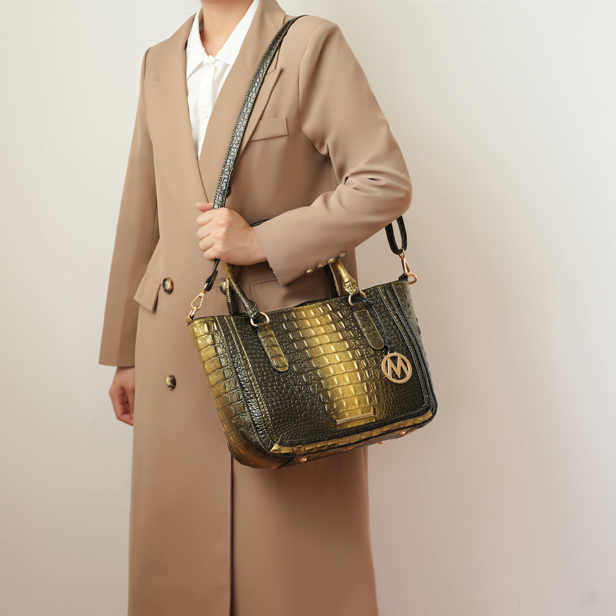 Bonnie Croc-Embossed Handbag and Set