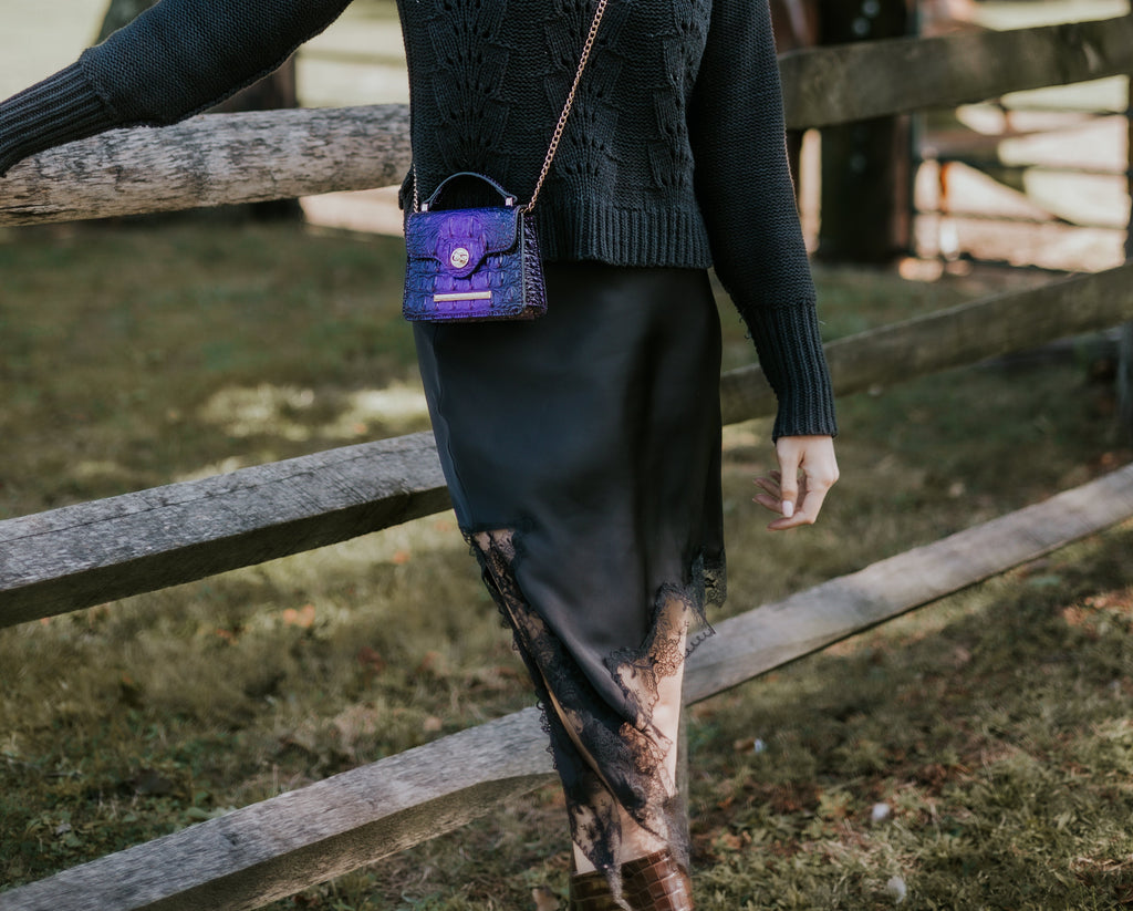 Luxe Croc-Embossed Mini Satchel